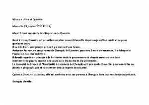 2020 01 29 VIRUS EN CHINE ET QUENTIN